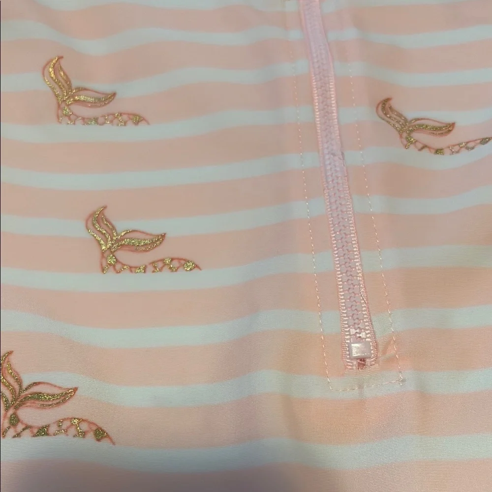 First Impressions Pink and White Striped Rashguard Set